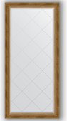 Зеркало Evoform Exclusive-G 730x1550 с фацетом и гравировкой, в багетной раме 70мм, состаренная бронза с плетением BY 4262