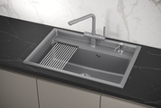 Кухонная мойка Granula Kitchen Space KS-7301, 730x510, накладная, кварц, Алюминиум 7301, АЛЮМИНИУМ
