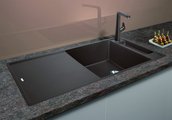 Кухонная мойка Blanco Axia III XL 6S-F, разделочная доска из стекла, тёмная скала 523527
