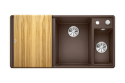 Кухонная мойка Blanco Axia III 6S-F, клапан-автомат, разделочный столик из ясеня, чаша справа, кофе 523488