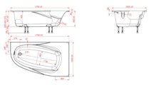 Ванна Astra-Form Селена 170x100, угловая правая, литьевой мрамор 01010040