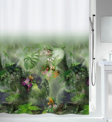 Штора для ванной Spirella Jungle, 180x200см, текстиль, зелёный 1020157