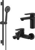Набор смесителей для ванны Aquatek Ника, с душевым гарнитуром, чёрный матовый AQ1830MB