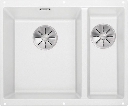 Кухонная мойка Blanco Subline 340/160-U, без крыла, основная чаша слева, отводная арматура, гранит, белый 523552
