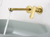 Смеситель для раковины настенный Aquatek Альфа внешняя и скрытая часть, шлифованное золото AQ1913BG