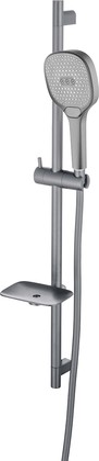 Душевой гарнитур Aquatek Вега, лейка 122мм, 3jet, штанга 800мм, оружейная сталь AQ2021BGM