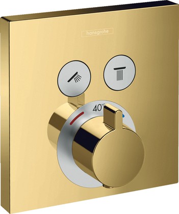 Термостат для душа Hansgrohe ShowerSelect, скрытого монтажа, 2 потребителя, полированное золото 15763990