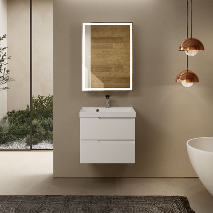 Тумба с умывальником AQUAme S3 60, подвесная, белый глянец AQM900360WH+1017000600001