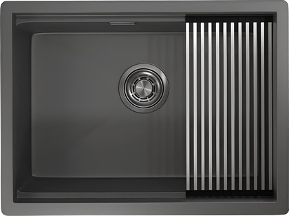 Кухонная мойка Granula Kitchen Space KS-6045U, 600x445, универсальный монтаж, нержавеющая сталь, Графит матовый 6045U, ГРАФИТ МАТОВЫЙ