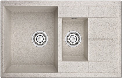 Кухонная мойка Granula 7802, 780x500, накладная, двойная, кварц, Пирит 7802, ПИРИТ