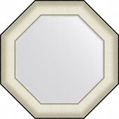 Зеркало Evoform Octagon 54x54, восьмиугольное, в багетной раме, белая кожа с хромом 78мм BY 7439