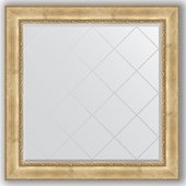 Зеркало Evoform Exclusive-G 1120x1120 с гравировкой, в багетной раме 120мм, состаренное серебро с орнаментом BY 4471