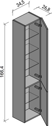 Шкаф-пенал для ванной Verona Optima, 1664x345, подвесной, одна дверка, накладные ручки, матовая эмаль Ot302(L/R)M