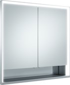 Зеркальный шкаф Keuco Royal Lumos, 80x73см, с подсветкой, 2 дверцы, встраиваемый, алюминий серебристый 14312 171301