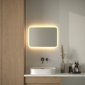 Зеркало с матированием и LED-подсветкой Defesto, 21W, 70x50см, ИК-выключатель, тёплый белый свет DF 3814RH