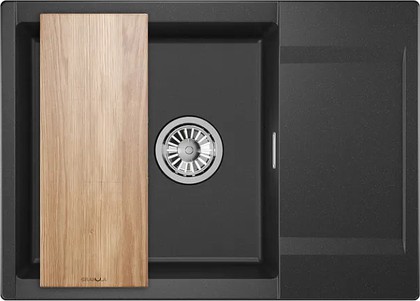 Кухонная мойка Granula Estetica ES-7003, 700x500, с крылом, кварц, Чёрный 7003, ЧЁРНЫЙ