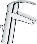 Смеситель однорычажный с донным клапаном для раковины, хром Grohe EUROSMART 23322001