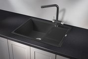 Кухонная мойка Granula 6503, 650x500, накладная, с крылом, кварц, Турмалин 6503, ТУРМАЛИН
