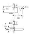 Смеситель для раковины Grohe Plus M-Size настенный, встраиваемый, на 2 отверстия, хром 29303003