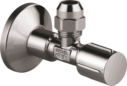Угловой вентиль Grohe, 1/2x3/8" универсальный, для подключения смесителей, резьба с насечками, Антрацит - Hard Graphite 22037A00
