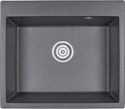 Кухонная мойка Granula 6001, 600x520, накладная, кварц, Графит 6001, ГРАФИТ