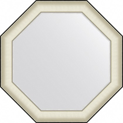 Зеркало Evoform Octagon 69x69, восьмиугольное, в багетной раме, белая кожа с хромом 78мм BY 7447