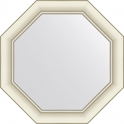 Зеркало Evoform Octagon 51x51, восьмиугольное, в багетной раме, белый с серебром 60мм BY 7430