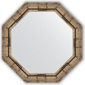 Зеркало Evoform Octagon 640x640 в багетной раме 73мм, серебряный бамбук BY 3668