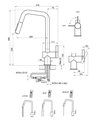 Смеситель кухонный Granula Kitchen Space KS-7273, выдвижной излив 2jet, подключение к фильтру питьевой воды, Золото сатин 7273, ЗОЛОТО САТИН