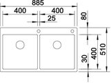 BLANCO CLARON 400/400-IF/А Схема с размерами вид сверху