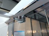 Душевая перегородка Aquatek Walk in с держателем 1200x2000, стекло прозрачное с матовой полосой 8мм, профиль чёрный AQ.WI.120.3BL