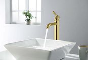 Смеситель для раковины Aquatek Классик 235, без донного клапана, полированное золото AQ1504PG