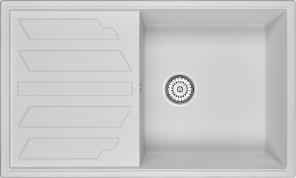 Кухонная мойка Granula 8601, 860x500, накладная, с крылом, кварц, Арктик 8601, АРКТИК