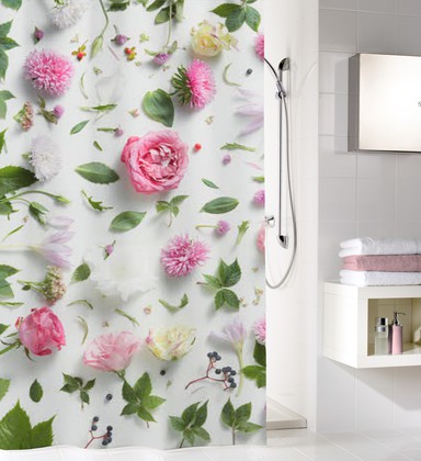 Шторка для ванной Kleine Wolke Rosalie Multicolor, 180x200см, полиэстер, розовая 5910148305