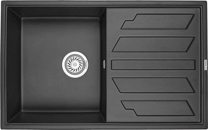 Кухонная мойка Granula 8002, 800x500, накладная, с крылом, кварц, Турмалин 8002, ТУРМАЛИН