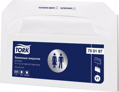 Индивидуальные бумажные покрытия на унитаз Tork Комфорт, 10 упаковок по 250 листов 750197