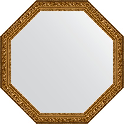 Зеркало Evoform Octagon 650x650 в багетной раме 56мм, виньетка состаренное золото BY 3966