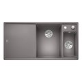 Кухонная мойка Blanco Axia III 6S, клапан-автомат, разделочный столик из ясеня, чаша справа, алюметаллик 523464