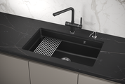Кухонная мойка Granula Kitchen Space KS-7303U, 730x450, подстольный монтаж, кварц, Шварц (чёрный металлик) 7303U, ШВАРЦ