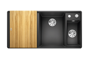 Кухонная мойка Blanco Axia III 6S-F, клапан-автомат, разделочный столик из ясеня, чаша справа, антрацит 523483