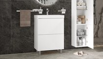 Тумба с раковиной Velvex Edge 600-0-2 (9696) напольная, белый глянец tn.EDG.9696.60.2Y белый глянец + 9696-60