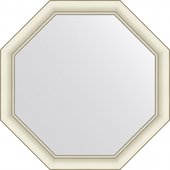 Зеркало Evoform Octagon 66x66, восьмиугольное, в багетной раме, белый с серебром 60мм BY 7438
