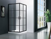 Душевой уголок Veconi Rovigo RV-09, 90x90см, прозрачное стекло, чёрный матовый RV09-90-01-C7