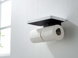 Держатель туалетной бумаги Aquatek Европа двойной, с полкой, чёрный матовый AQ4919MB