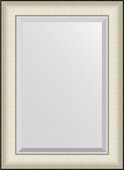 Зеркало Evoform Exclusive 54x74, с фацетом, в багетной раме, белая кожа с хромом 78мм BY 7449