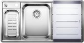 Кухонная мойка чаши слева, крыло справа, с клапаном-автоматом, с коландером, нержавеющая сталь зеркальной полировки Blanco Axis II 6S-IF Steamer Edition 516530