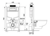 Инсталляция для подвесного унитаза Aquatek 800x500x150, с верхней или фронтальной кнопкой смыва INS-0000027