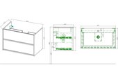 Тумба с раковиной Aquatek Либра 800, подвесная, 2 выдвижных ящика push-to-open, фасад шалфей зелёный, корпус дуб давос AQ66080-DO-GS