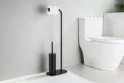 Стойка для туалета Aquatek Оберон напольная, держатель туалетной бумаги с ёршиком, чёрный матовый AQ4231MB