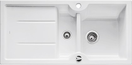 Кухонная мойка Blanco Idessa 6S, с крылом, с клапаном-автоматом, керамика, белый глянцевый 516000